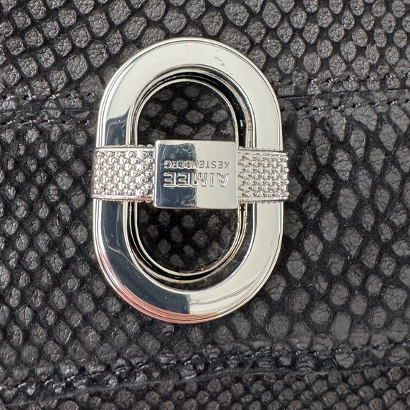 Aimee Kestenberg Genuine Leather Lizard Embossed Shoulder/Crossbody Bag Black - Picture 7 of 17